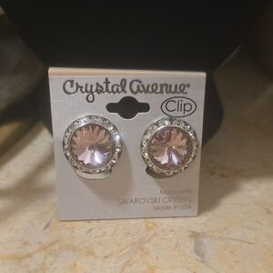 Pink Swarovski Crystal Clip Earrings